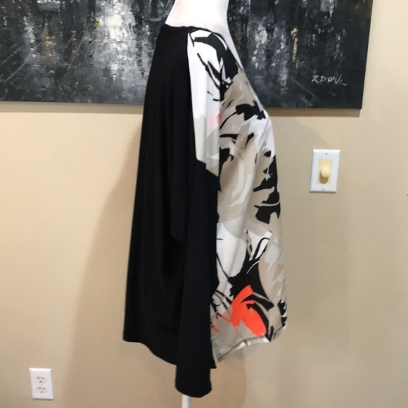 DKNY Black Floral Front Oversized Long Sleeve Top-No Size Tag See Measurements - Picture 3 of 11